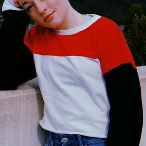 Cropped long sleeve crew neck